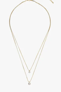 Pilgrim Lucia Pi Gold Double Necklace with Crystal
