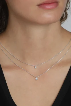 Pilgrim Lucia Pi Silver Double Necklace with Crystals