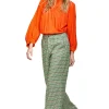 Leo + Be Lucid Orange Neck Frill LS Top