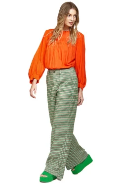 Leo + Be Lucid Orange Neck Frill LS Top