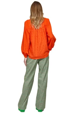 Leo + Be Lucid Orange Neck Frill LS Top