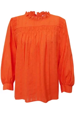 Leo + Be Lucid Orange Neck Frill LS Top