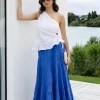 Ivy + Jack Lyrical Electric Blue Cotton Voile Multi Tiered Maxi Skirt