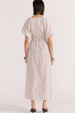Staple The Label Mallory Beige Stripe Twist Front Dress