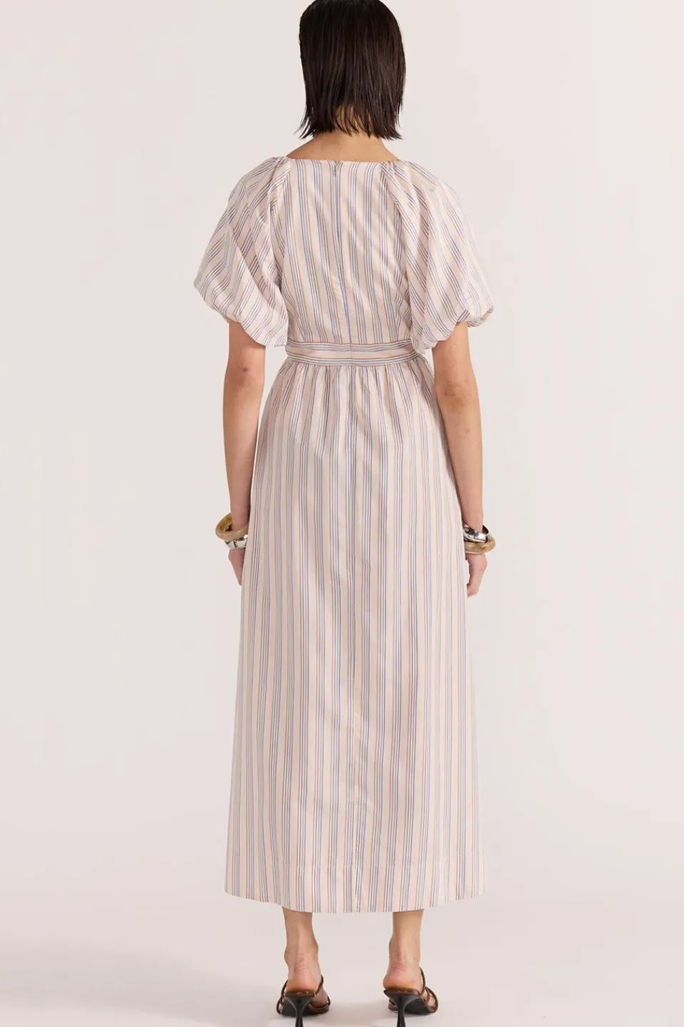 Staple The Label Mallory Beige Stripe Twist Front Dress