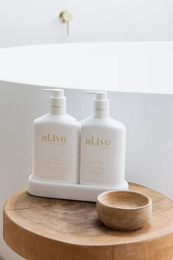 Alive Body Mango & Lychee Hand & Body 500ml Wash + Lotion White Duo Tray