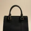 Among the Brave Manhattan Black Leather Mini Tote Bag