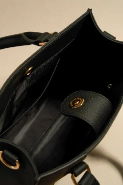 Among the Brave Manhattan Black Leather Mini Tote Bag