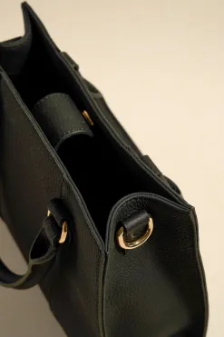 Among the Brave Manhattan Black Leather Mini Tote Bag