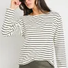 RE:UNION Label Maple Black Stripe Terry Boatneck LS Top