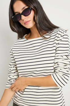 RE:UNION Label Maple Black Stripe Terry Boatneck LS Top