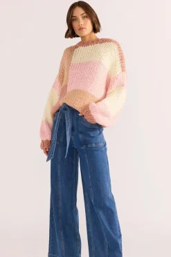 Mink Pink Marcella Blush Colour Block Sweater