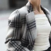 Birds of a Feather Marcella Grey Check Alpaca Wool Blend Coat