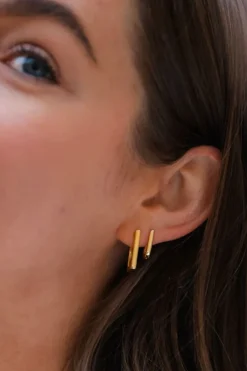 Silver Linings Marle Rectangle Gold Hoop EOL Earrings