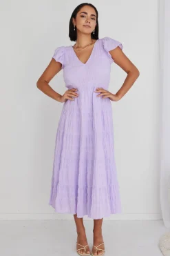 Ivy + Jack Marley Lilac Sleeveless V Neck Tiered Maxi Dress