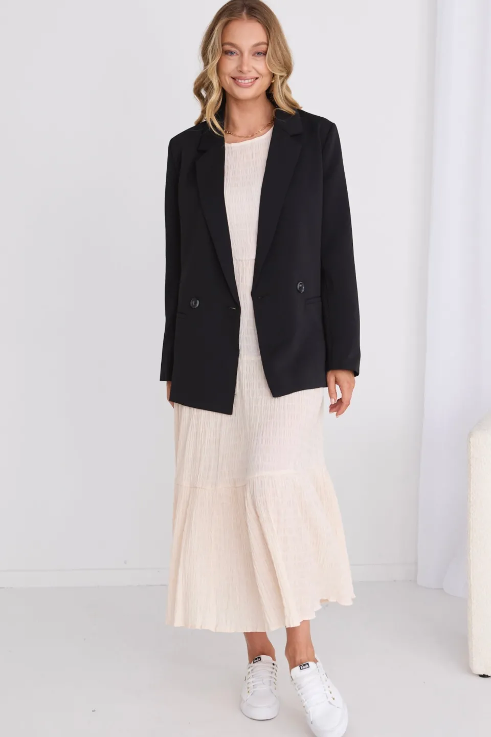 Ivy + Jack Mason Black Crepe Boyfriend Blazer