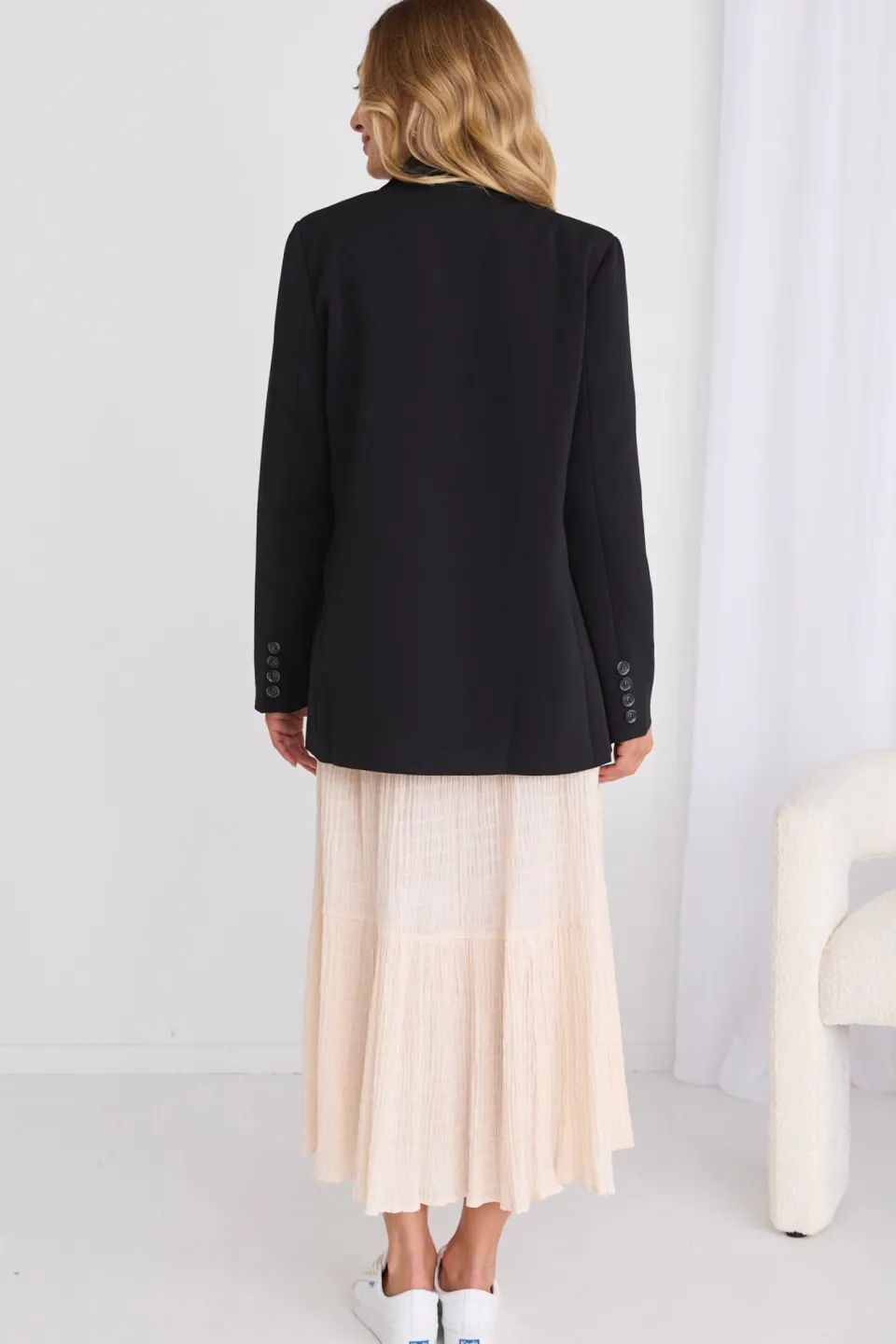 Ivy + Jack Mason Black Crepe Boyfriend Blazer