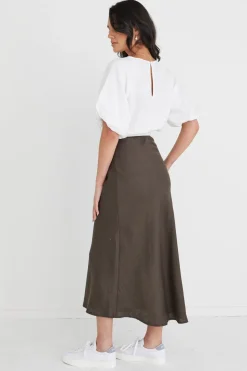 RE:UNION Label Matty White Linen Puff Sleeve Crop Top