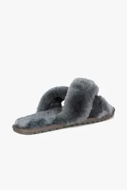 Emu Mayberry Charcoal Wool Crossover Slippers