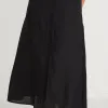Among the Brave Mercy Black Linen Button Front Aline Skirt