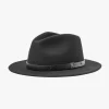 Brixton Messer Black Short Brim Black Band Packable Felt Fedora Hat