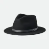 Brixton Messer Fedora Black Black Wool Felt Hat