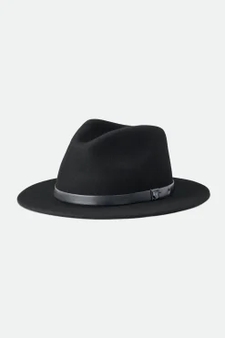 Brixton Messer Fedora Black Black Wool Felt Hat