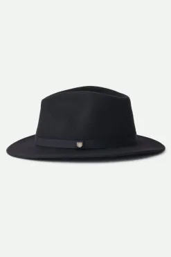 Brixton Messer Packable Fedora Black Wool Felt Hat