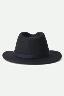 Brixton Messer Packable Fedora Black Wool Felt Hat