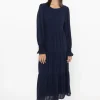 Seeking Lola Mia Navy Chiffon Tiered Ls Maxi Dress