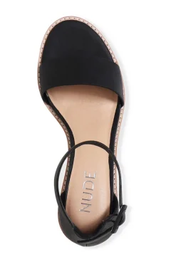 Nude Mickee Black Leather Ankle Strap Heel