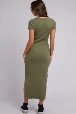 Silent Theory Mika Khaki SS Midi Dress