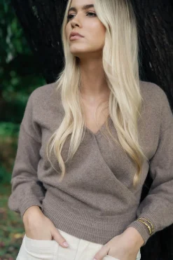 Humidity Lifestyle Mika Mocha Mohair Blend Wrap Knit