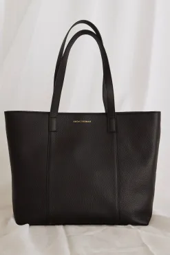 Among the Brave Milan Black Leather Tote Bag