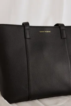 Among the Brave Milan Black Leather Tote Bag