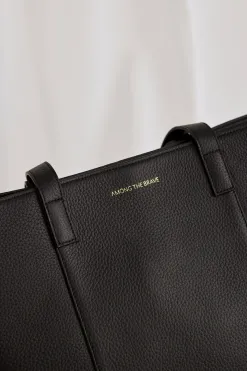 Among the Brave Milan Black Leather Tote Bag