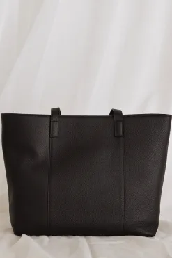 Among the Brave Milan Black Leather Tote Bag