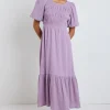 Ivy + Jack Milano Dusty Lilac Short Sleeve Tiered Maxi Dress