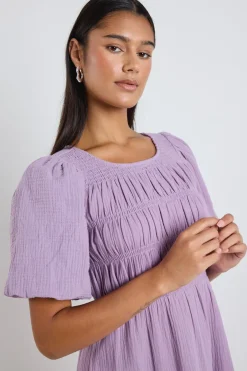 Ivy + Jack Milano Dusty Lilac Short Sleeve Tiered Maxi Dress
