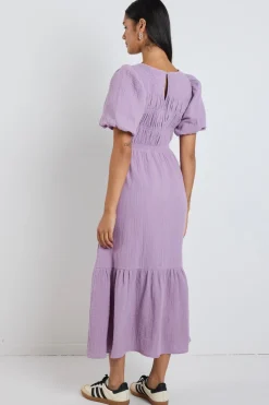 Ivy + Jack Milano Dusty Lilac Short Sleeve Tiered Maxi Dress
