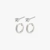 Pilgrim Mille Crystal Hoops and Earstuds EOL 2 in 1 Set Silver