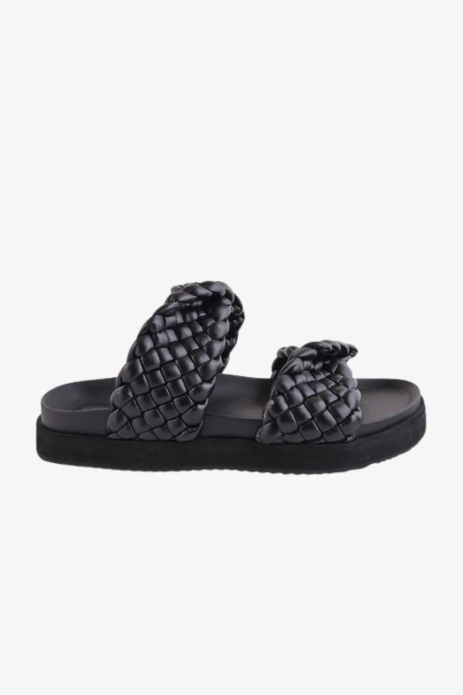 Walnut Mim Black Braided Slide
