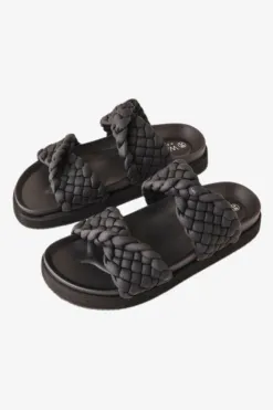 Walnut Mim Black Braided Slide