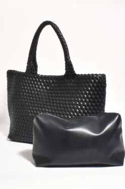 Adorne Mimie Black Woven Slouch Bag