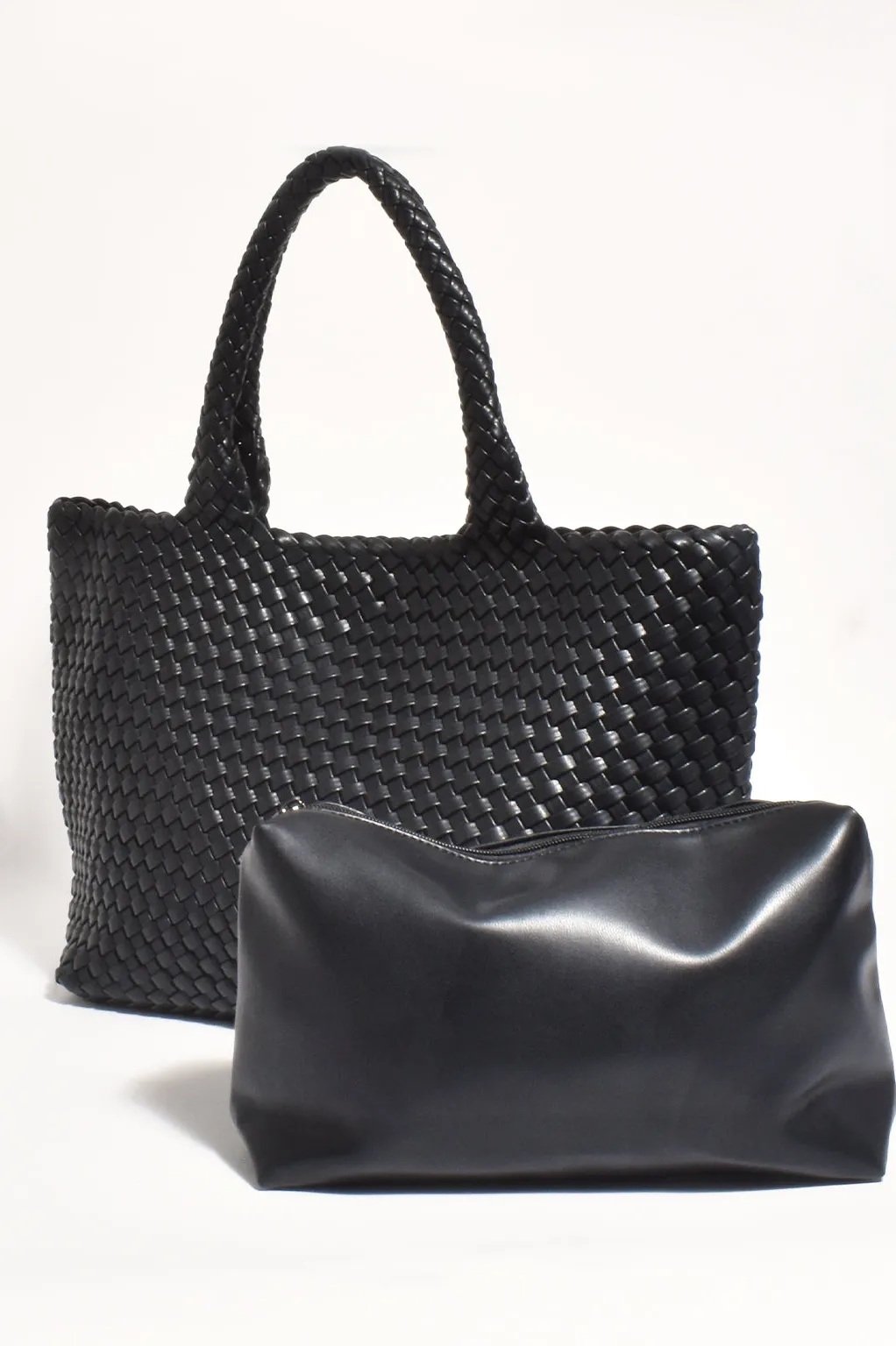 Adorne Mimie Black Woven Slouch Bag