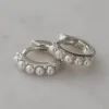 Sophie Mini Pearl Huggies Earrings Silver