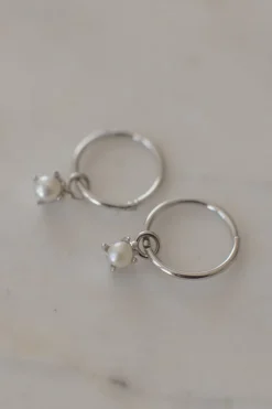 Sophie Mini Pearl Sleeper Earrings Silver