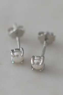 Sophie Mini Pearl Stud Earrings Silver