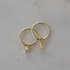 Sophie Mini Rock Sleeper Earrings Clear Gold