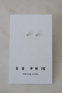 Sophie Mini Rock Stud Earrings Clear Silver